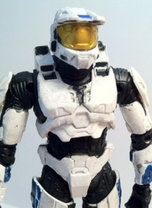 Close-Up of Spartan Mark VI White/Blue Halo Anniversary Collection Series 2 Action Figure McFarlane Toys