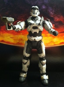 Halo Reach Spartan JFO White Series 6 Action Figure 2012 McFarlane Toys on Reach Backdrop