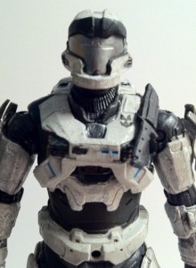 Close-Up of Halo Reach Spartan JFO White Series 6 Action Figure 2012 McFarlane Toys