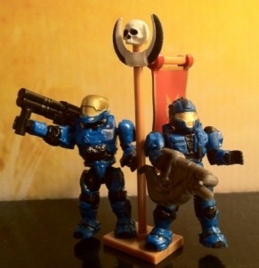 Blue EVA and CQB Spartan Figures from Halo Mega Bloks Versus: Covenant Locust Attack 96965