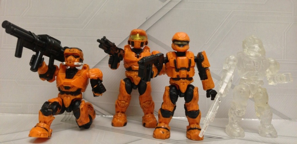 2013 Halo Mega Bloks UNSC Combat Orange Unit 97083 Spartans Figures