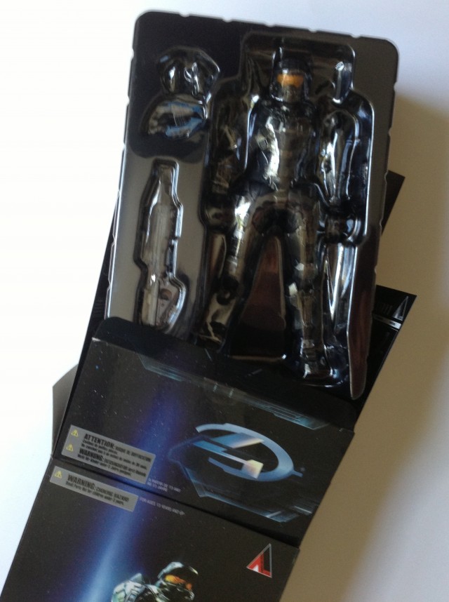 Removing Plastic Tray with Master Chief from Halo Play Arts Kai Box
