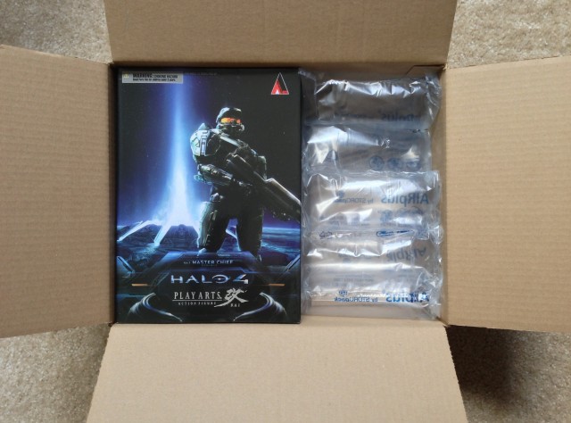 Mailing Box with Square-Enix Play Arts Halo 4 Master Chief Figure Inside