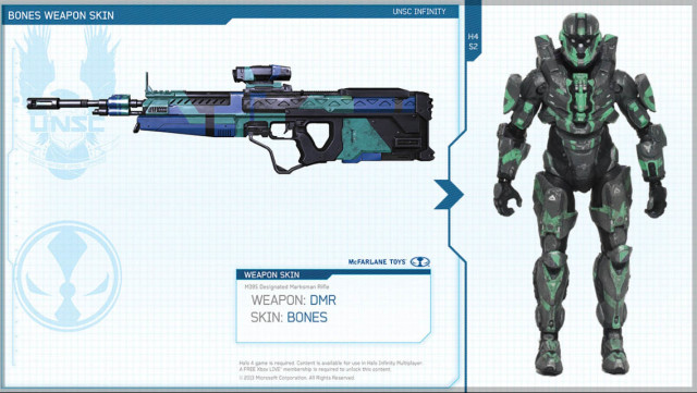 Halo 4 Series 2 Green Steel Spartan CIO with DMR Bones Skin DLC Codes