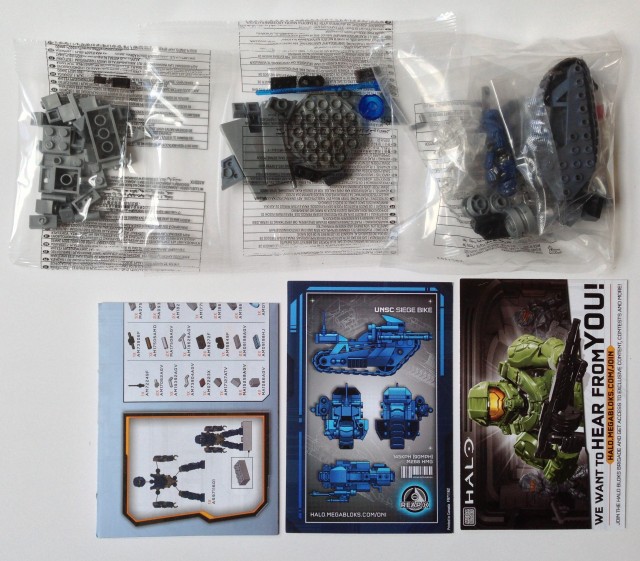 Halo Mega Bloks 97116 UNSC Siege Bike Box Contents