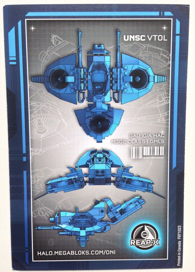 Halo ONI REAP-X VTOL Blueprints Mega Bloks Summer 2013