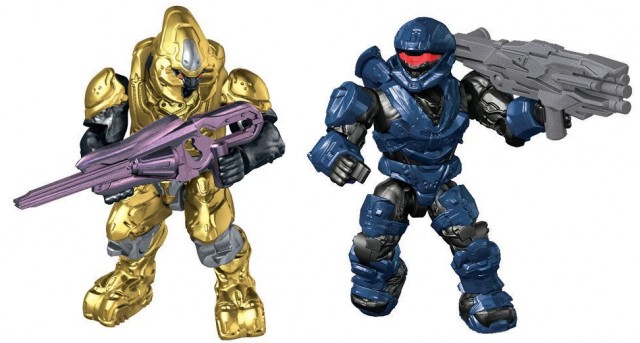 Mega Bloks Halo 2014 Blue Spartan Recon and Amber Storm Elite Figures from Quad Walker 97263 Set