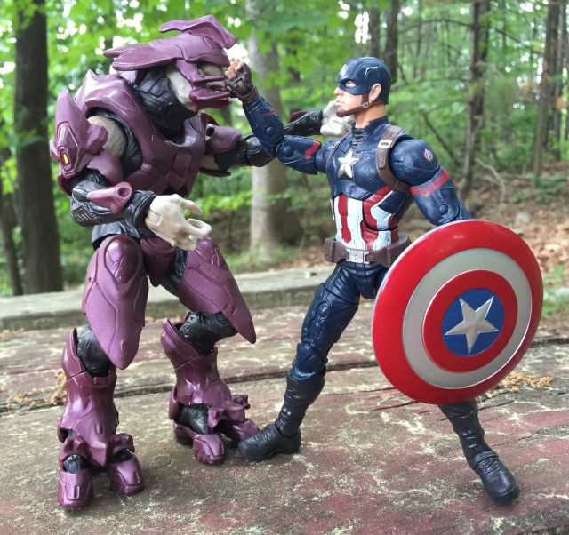 Mattel Halo 6 Inch Elite Figure vs. Marvel Legends Captain America Size Comparison