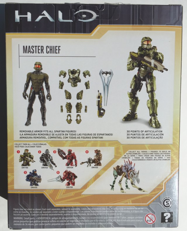 Back of Box Halo Master Chief 6" Mattel Figure