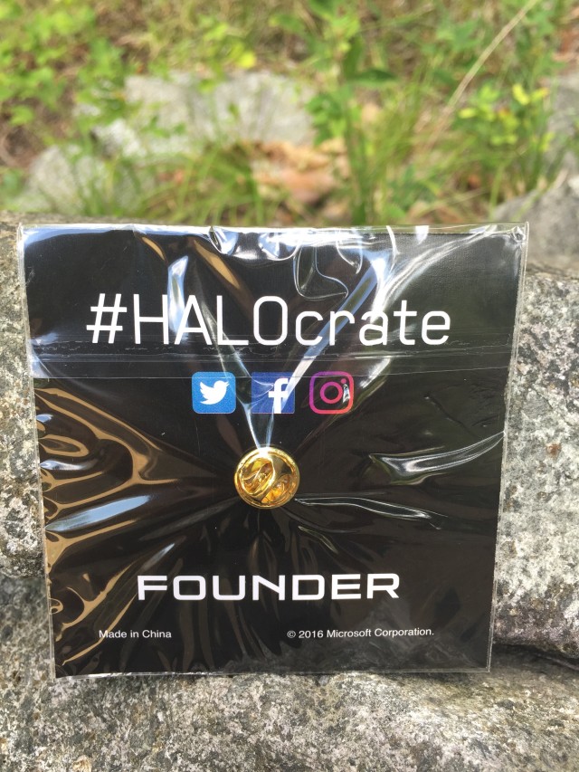 HALOCrate Founder Pin Packaged Back