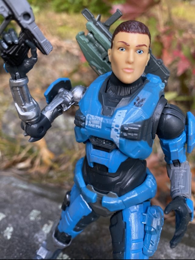 Close-Up of Unmasked Spartan Kat Unhelmeted Six Inch Figure